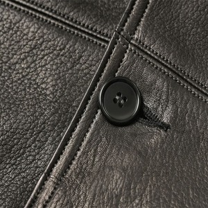 Chaqueta de Cuero para Hombre de Primera Calidad con Cuello Alto y Logotipo Frontal, Piel de Oveja, Resistente al Viento y Ecológica, Personalizable - Product Image 6