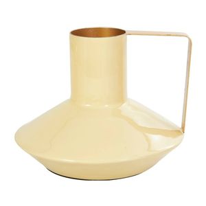 Vase en métal nordique moderne crème avec poignée |   Pot de fleurs décoratif en émail pour la maison, centre de table de salon, vases minimalistes - Product Image 1