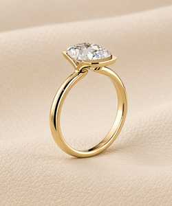 Bague solitaire de fiançailles demi-sertie en or massif 10k 14k 18k, or rose, argent, avec diamant de laboratoire taille Old Mine de 3 carats, pureté E VS1 - Product Image 6