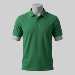 Polo de Manga Corta Verde para Hombre, Algodón Piqué, Color Sólido, Transpirable, Corte Regular, para Golf - Product Image 2