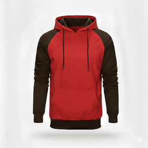 Sweat à capuche raglan bicolore personnalisé avec logo, en molleton épais pour homme, streetwear, manches contrastées, vente en gros - Product Image 4