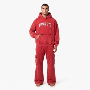 Conjunto Deportivo Masculino de Alta Calidad, Lavado Ácido, Estilo Casual, Dos Piezas, Sudadera con Pedrería Personalizada y Pantalones Deportivos - Product Image 5