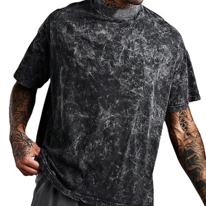 T-shirt personnalisé 2026 en coton 270G, coupe oversize à épaules tombantes, effet délavé, vierge, pour homme, avec logo personnalisé - Product Image 1