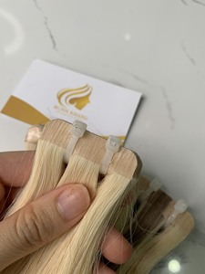 Italiano 100% cutícula alineada Virgen Remy Color claro cinta Invisible en trama de piel HD encaje hueso recto crudo humano Frontal paquete - Product Image 3