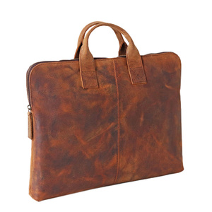 Genuine Leather Laptop <b>Bag</b> Padded <b>Computer</b> Briefcase with Multiple Compartments Adjustable Shoulder Strap - Product Image 4