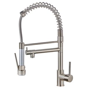 Rubinetto da Cucina Monocomando con Doccetta Estraibile in Acciaio Inox, Finitura Nichel Spazzolato - Product Image 3