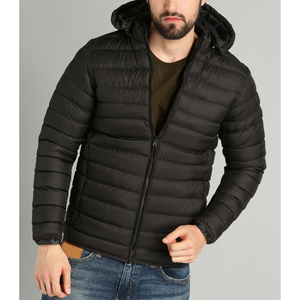 Men's Black Ultra Light Down Puffer <b>Jacket</b> <b>Packable</b> Hooded Coat Outdoor Winter Fashion Casual Wear Wholesale Customized OEM - Product Image 1