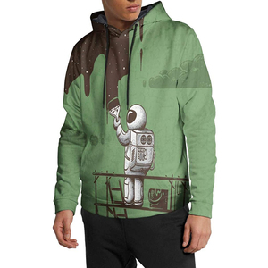 Sudadera con Capucha para Hombre, Diseño de Astronauta y Tierra Verde, Corte Regular, Informal, para Otoño, con Bolsillo Delantero - Product Image 3
