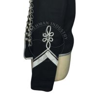 Veste d'Hussarde Noire en Laine de Haute Qualité pour Hommes avec Broderie Argentée et Style Uniforme Napoléonien Nouveau