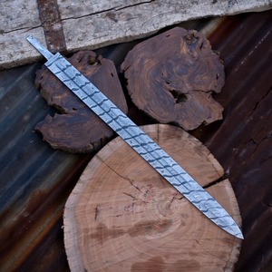 ใบมีดดาบไวกิ้งเหล็กดามัสกัสแฮนด์เมดแบบกำหนดเองว่างเปล่าการทำดาบ DIY ใบมีดเปล่าแบบเต็มถัง - Product Image 5