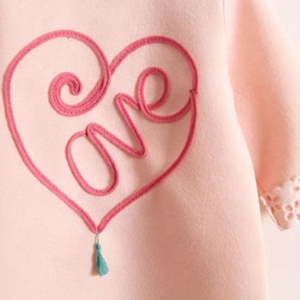 Super Comfy Pretty Pink Tunic Made From Soft Stretchy Cotton Featuring Round Neckline Love Heart Motif & Punched Trims For Cutie - Product Image 2