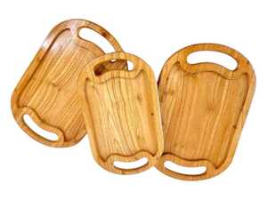 Rustic Acacia Wood Serving Tray Set - Handcrafted <b>Kitchen</b> & Home <b>Decor</b> - Product Image 5
