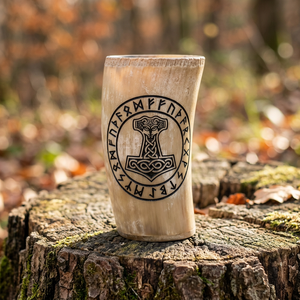 Tasse à boire en corne de buffle naturelle gravée et polie, artisanale, écologique, REHMAN CRAFT, avec logo personnalisé - Product Image 4