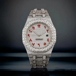 Reloj de lujo unisex con diamantes, caja redonda de acero inoxidable, cristal de zafiro analógico, cierre desplegable, movimiento de cuarzo, 41 mm - Product Image 2