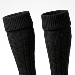 Men’s Scottish Black Kilt Hose <b>Socks</b> - Traditional <b>Knee</b>-<b>High</b> Ribbed Highland Wear for Weddings & Formal Factory Supplies - Product Image 5