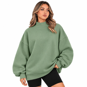 Achetez un sweat-shirt à col montant pour femme de qualité supérieure, ample, décontracté, à manches longues, confortable et tendance - Product Image 4