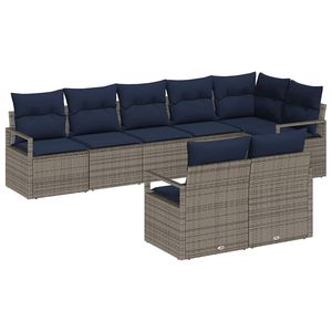 Ensemble de canapés de jardin en polyrotin gris moderne, 8 places, meubles d'extérieur résistants aux intempéries, design contemporain - Product Image 4