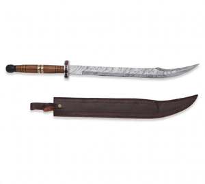 Cuchillo artístico de acero de Damasco forjado a mano personalizado, grado DIY, con opción OEM, mango de madera tallada, funda de cuero, pieza ornamental de exhibición - Product Image 5