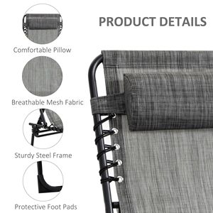 Chaise longue pliable grise avec dossier réglable sur 5 niveaux, poche latérale, maille respirante, pour piscine et jardin, en fer - Product Image 5