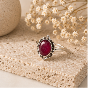 Handcrafted 925 Sterling Silver Lab Created Ruby Bezel Setting <b>Ring</b> | Women's Classic <b>Statement</b> <b>Ring</b> | Artisan Silver Jewelry - Product Image 2