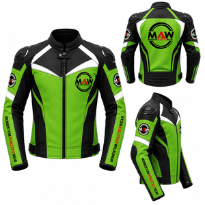 Blouson de moto en PU pour homme MAW, coupe-vent, imperméable, respirant, style motard, blocs de couleur, fermeture éclair - Product Image 6