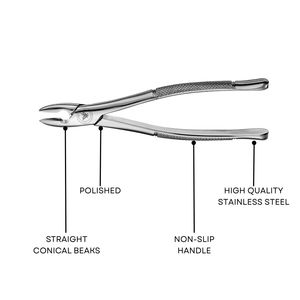 คีมถอนฟัน # เครื่องมือผ่าตัดถอนฟันแบบอเมริกัน ทำจากสแตนเลส 1S ใช้ซ้ำได้ ฆ่าเชื้อได้ด้วยหม้อนึ่ง - Product Image 6