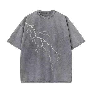 เสื้อยืดแขนสั้นทรงโอเวอร์ไซส์ ทรงบ็อกซี่ ไหล่ตก ผ้าฝ้ายลำลอง ทรงหลวม สไตล์สตรีทแวร์ เสื้อผู้ชายทรงโอเวอร์ไซส์ ทรงบ็อกซี่ ไหล่ตก - Product Image 1