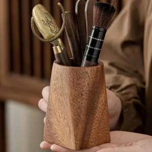 Porte-stylos de bureau en bois massif naturel de haute qualité, écologique, fait main, design moderne, durable, décoration de bureau - Product Image 1