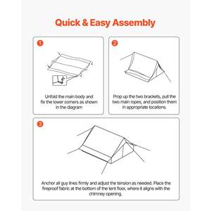 Tente de camping légère et portable pour 2 personnes, 4 saisons, imperméable, abris d'hiver, prises de poêle, évents pour la randonnée, la pêche, la chasse - Product Image 6