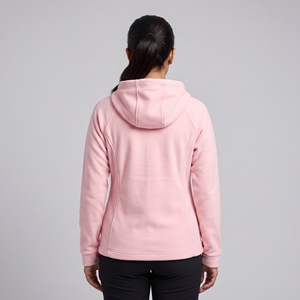 Women Pink Polar Fleece Printed Digital Printing Full <b>Zip</b> <b>Hooded</b> Jacket Winter Warm Outdoor Sport Casual Custom Logo OEM ODM - Product Image 3