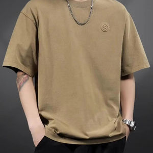 เสื้อยืดแขนสั้นสไตล์อเมริกันเรโทร 270 กรัม ผ้าฟอกสีแบบดิสเทรส สำหรับผู้ชาย สไตล์ยุโรปอเมริกัน แนวสตรีทแฟชั่นหลวมๆ แขนครึ่งตัว - Product Image 1