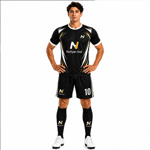Conjunto de Camiseta de Fútbol Nofyan para Hombre, Diseño OEM/ODM, Color Negro Sublimado, Manga Corta, Uniforme de Fútbol para Adultos, Corte Regular - Product Image 3