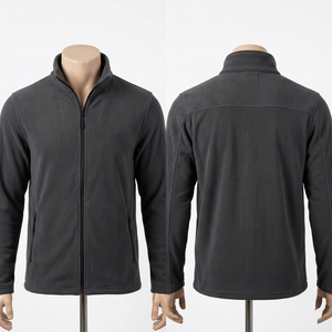 Veste de travail en polaire épaisse 320 GSM, grise, fermeture éclair intégrale, logo brodé personnalisé, vêtements d'extérieur, randonnée hivernale, camping - Product Image 3
