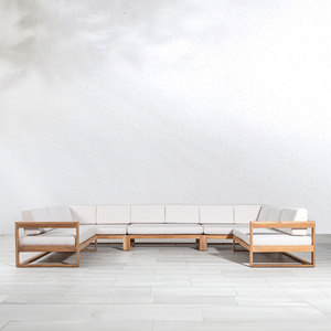 Ensemble de canapés de jardin en teck minimaliste moderne, imperméable, pour espaces de vie extérieurs contemporains, pour villa et hôtel - Product Image 4