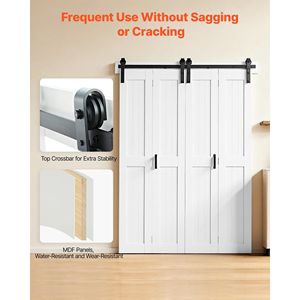 Porta Scorrevole a Soffietto in MDF da 48 x 84 Pollici, Design Salvaspazio a Telaio a H, Preassemblata con Kit Ferramenta Incluso - Product Image 2