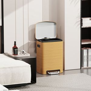 Superficie curva 13 galones 50 litros Cocina Cubo rectangular de acero inoxidable Cubo de basura de cierre suave operado por pedal 30-Basura - Product Image 5