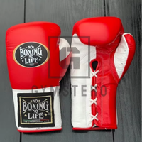 GYMSTERO No Boxing No Life Gants de boxe de haute qualité en cuir de vache véritable à doigts entiers avec fermeture auto-agrippante réglable