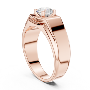 Yellow Gold Lab-Grown Diamond <b>Men</b>’s Solitaire Wedding <b>Ring</b> – Contemporary Bold Gold Band Diamond Jewelry - Product Image 5