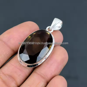 Colgante de plata de cuarzo ahumado Natural, anillo de piedras preciosas de cuarzo ahumado facetado para mujer, colgante de cuarzo ahumado para regalos de aniversario - Product Image 1