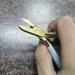 Alicates cortadores de alambre de joyería de acero inoxidable de 4.5 pulgadas con mango gris y corte a ras de oro Zetomed Pro - Product Image 3