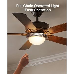 Kit Moderno di Ventilatore da Soffitto con Luce 750lm 3000K, Catena a Tiro e 2 Lampadine LED per Soggiorno e Sala da Pranzo - Product Image 6