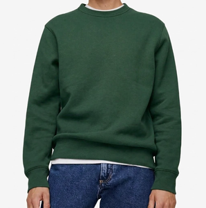<b>Men</b> Sweatshirt 320gsm <b>Navy</b> Blue Crewneck 100% Cotton <b>Fleece</b> solid color Custom Logo Embroidery Private Label Wholesale Apparel - Product Image 4