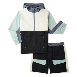 Unisex Color Blocking Tracksuit Set Full Sleeve Hooded Drawstring Closure Breathable Lightweight Polyester/Nylon Sporty Autumn - Product Image 5