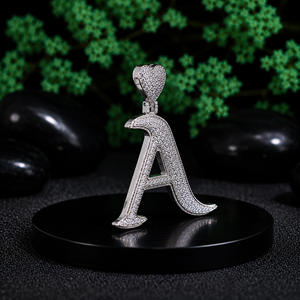 Custom Letter A Pendant 925 Sterling Silver Rhodium Plated Iced Out Crystal Heart <b>Top</b> Unisex Luxury Necklace - Product Image 5