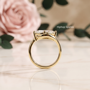 Luxury Marquise Cut Moissanite <b>Solitaire</b> Engagement <b>Ring</b> Sterling <b>Silver</b> Gold Plated Modern Bypass Promise Wedding Jewelry Gift - Product Image 5