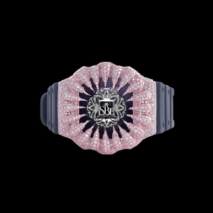 Reloj de Lujo Personalizado Estilo Hip Hop con Pantalla Analógica, Dos Tonos, Diamantes Moissanite, Correa de Goma Roja, Disponible para la Venta - Product Image 3