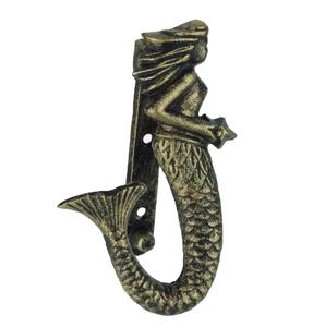 Antique Cast Iron Mermaid <b>Door</b> Knocker Brass Finish for Bathroom Bedroom Kitchen Installation with Screws a Stylish Gift Item - Product Image 1