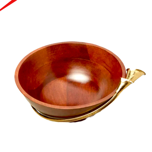 Bol à salade en bois moderne fait main avec accent doré, accessoire de vaisselle de qualité exclusive pour la maison - Product Image 1