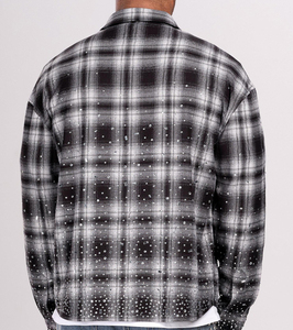 Chemises décontractées en flanelle à carreaux noirs et jaunes pour hommes, coupe classique, manches longues, avec service OEM - Product Image 2