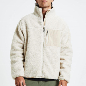 Wholesale Winter Polyester Full Zip Polar Sherpa <b>Fleece</b> <b>Jacket</b> Stand Collar with Custom Logo - Product Image 1